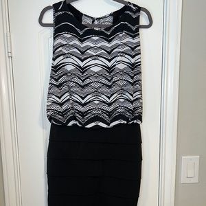 Black and white open back wedding guest dress size 8